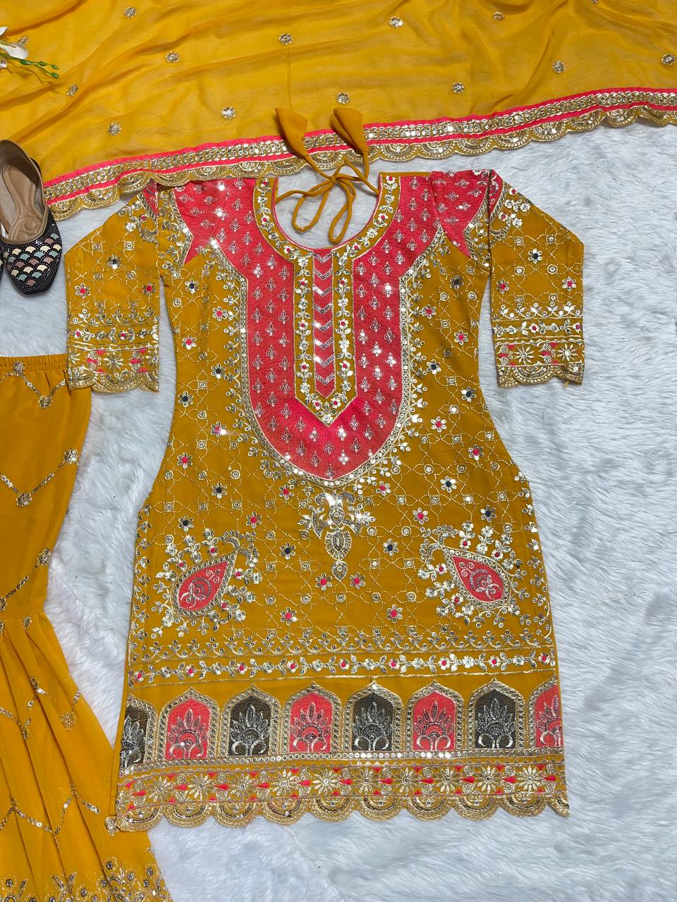 Neo-Classic Mustard Contrast-Yoke Suit